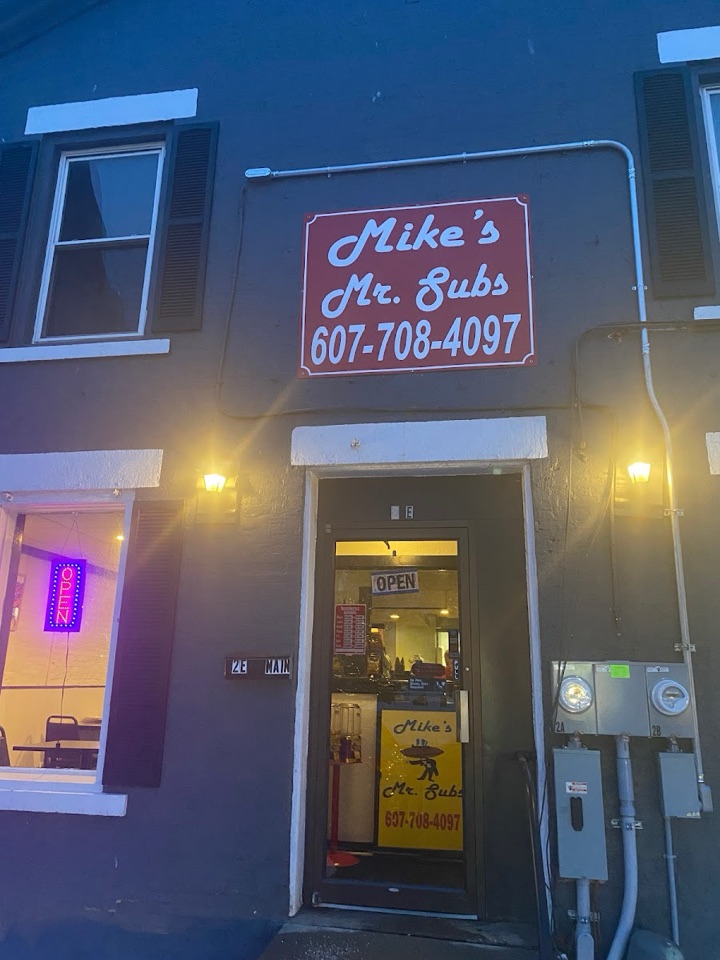 Exterior sign and entrance for Mike's Mr. Subs
